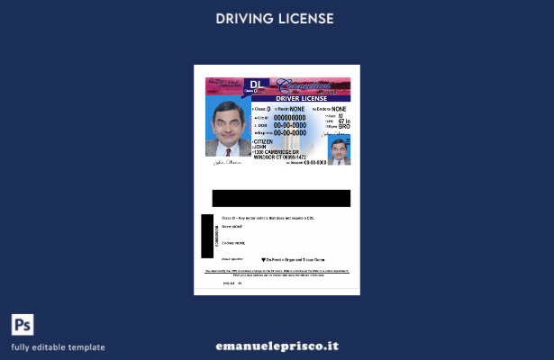 verified style modello di versione della patente di guida USA Connecticut in stile verificato template